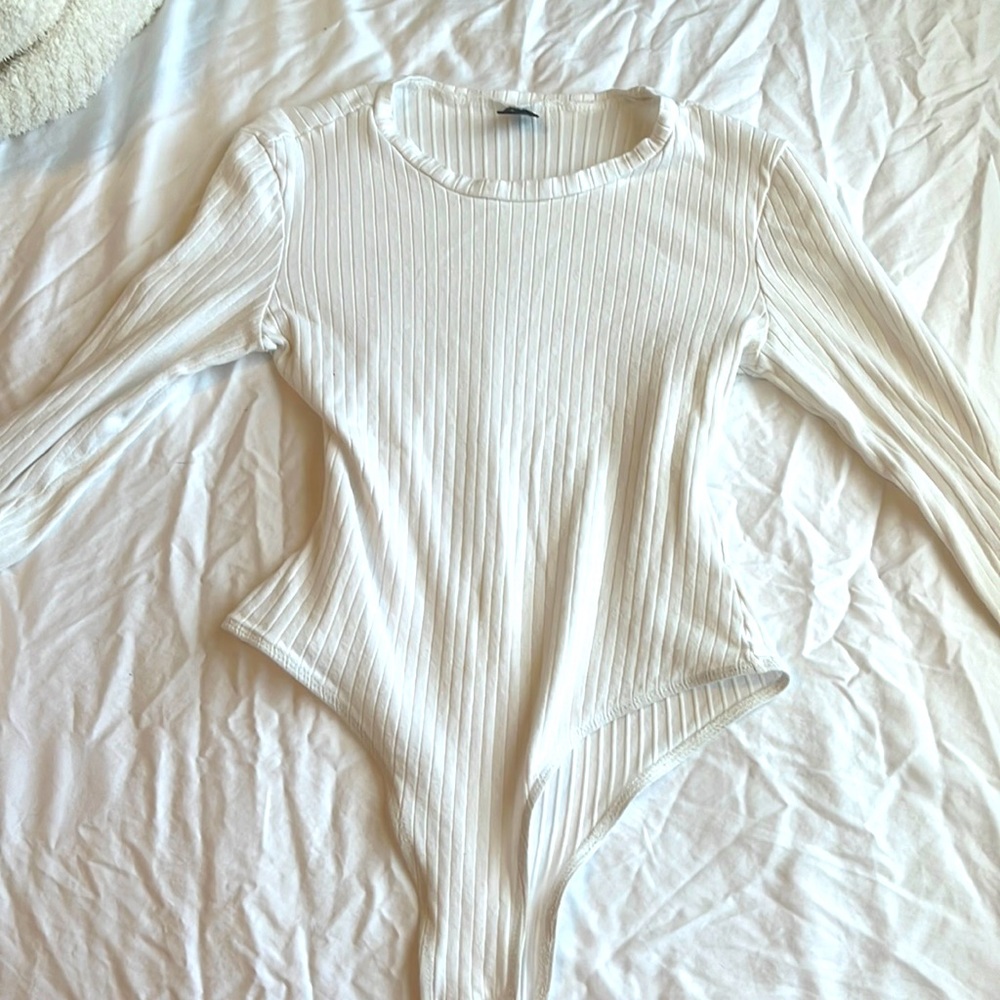 white long sleeve body suit size S